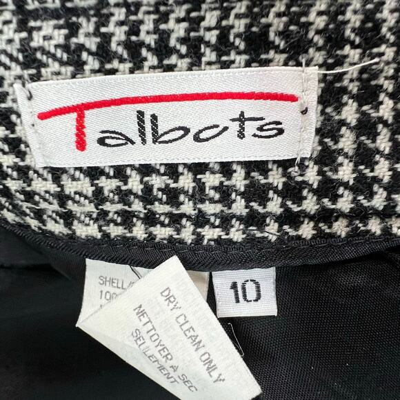 Talbots Vintage Pencil Skirt 10 Black Houndstooth Wool Academia Preppy Classic - Picture 10 of 13